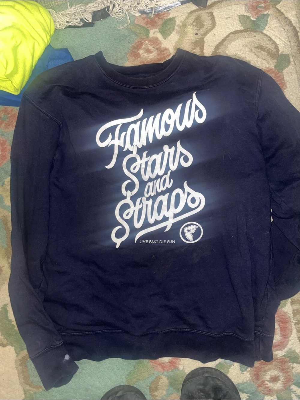Famous Stars & Straps Navy Crewneck Sweatshirt with White Logo
